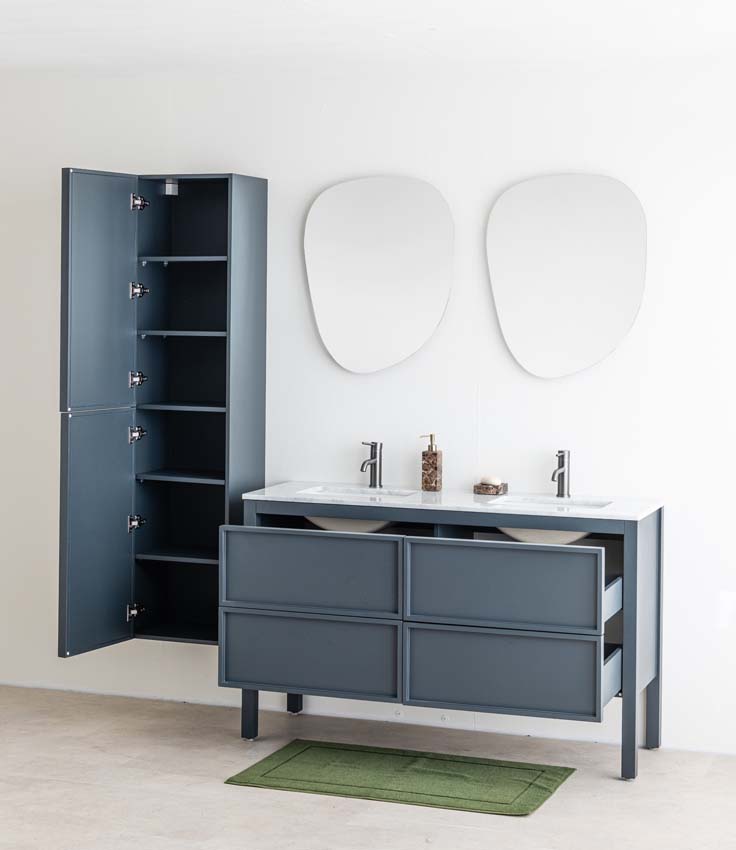 Badkamermeubel Fara antraciet staand met dubbele wastafel carrara 140cm
