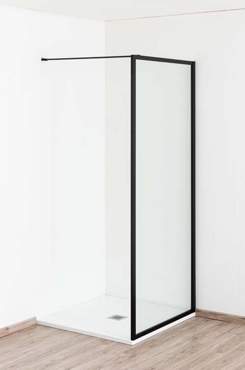Douchewand Umi zwart profiel 90x200cm met stang