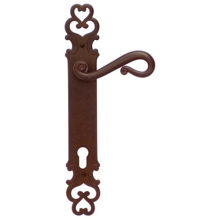Poignée de porte roma rouille sur bouclier avec cylindre