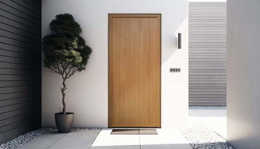 Porte extérieure bois Duero meranti naturel 980x2180mm ouvrant à gauche