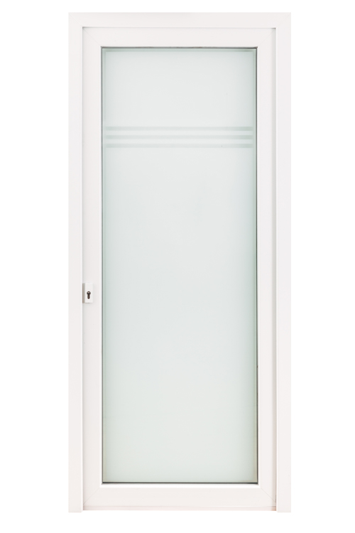 Porte extérieure 3 lignes claires PVC verre mat blanc 980x2180mm ouvrant à gauche