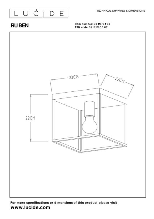 Plafondlamp - zwart/goud - vierkant - E27 - 40W