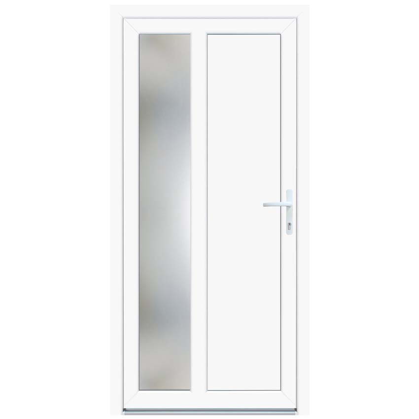 Porte extérieure Lumeo PVC vitrage mat blanc 1000x2000mm droite Porte extérieure Lumeo PVC vitrage mat blanc 1000x2000mm droite