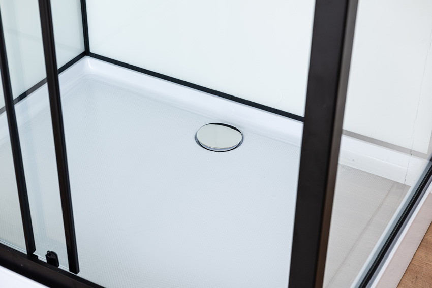 Cabine de douche Adele thermostatique gauche/droite noir/blanc porte coulissante 115x90x225cm
