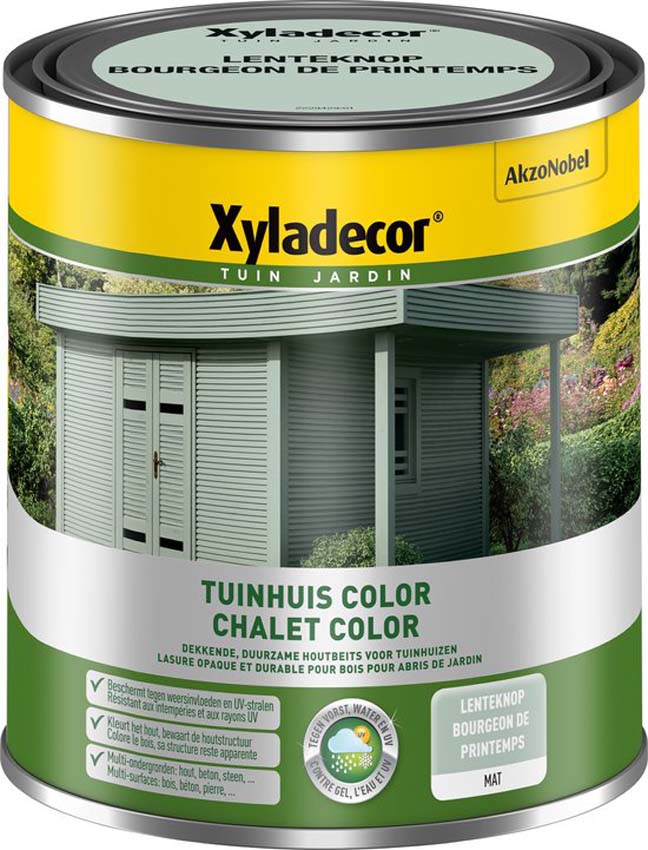 Houtbeits tuinhuis Xyladecor lente knop 1L