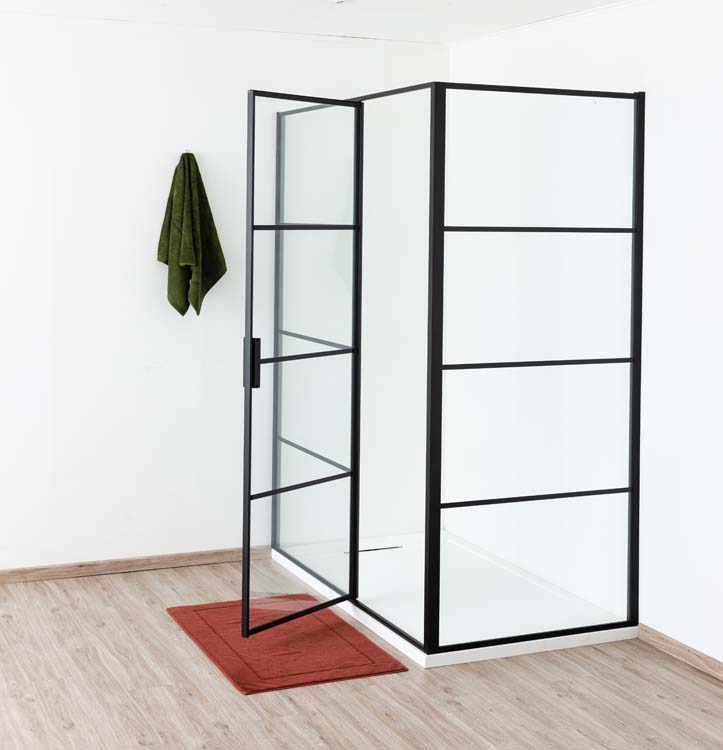 Porte de douche tournante avec partie fixe Ulysses noir 160x200cm