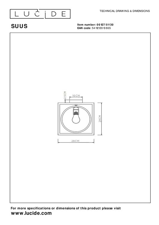 Plafondlamp - zwart - 28cm - E27 - 40W