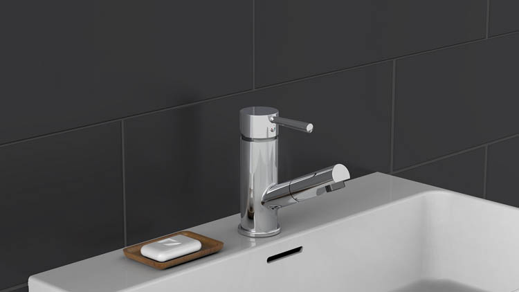 Robinet de lavabo Charlotte chrome avec bec extractible