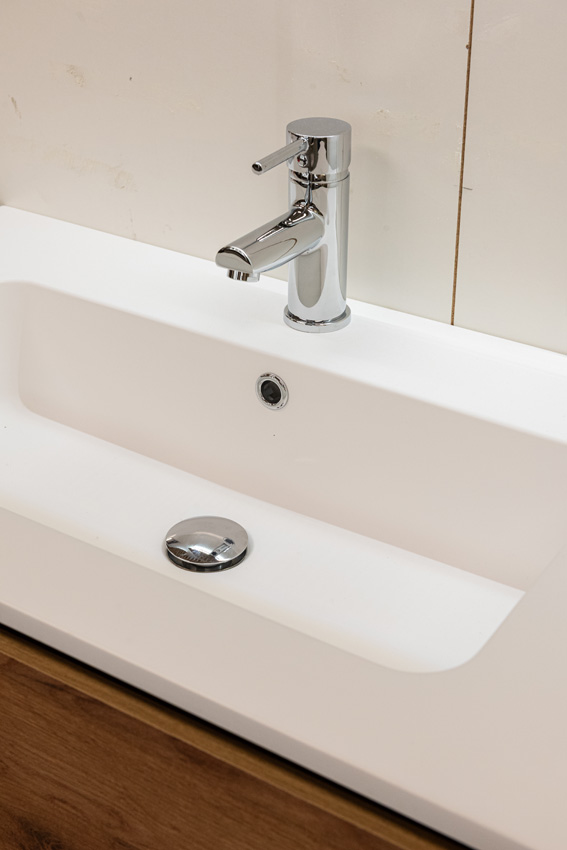 Badkamermeubel Treviso eik/wit met enkele wastafel mat wit 80cm