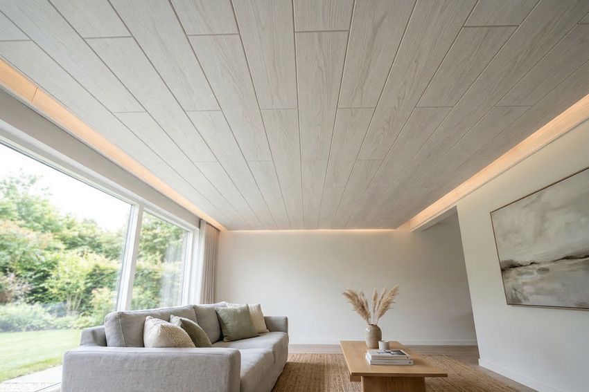 Panneau de plafond cendre pale 1300x200x7mm bruto