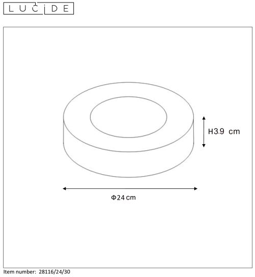 BRICE-LED Plafonnier Dimbaar 15W Ø23.5cm IP44 Zwar