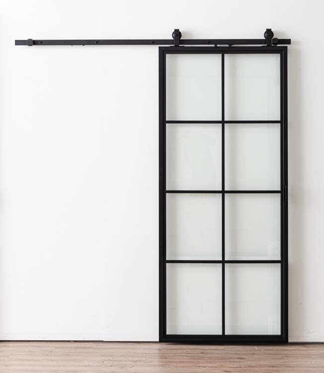 Complete enkele stalen schuifdeur Tyra 8R 100x235cm + rail zwart