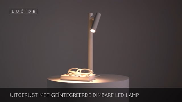 Lucide ANTRIM - Lampe de table Rechargeable - Batterie - LED Dim. - 1x2,2W 2700K - IP54 - Avec station de charge sans fil - Blanc Lucide ANTRIM - Lampe de table Rechargeable - Batterie - LED Dim. - 1x2,2W 2700K - IP54 - Avec station de charge sans fil - Blanc