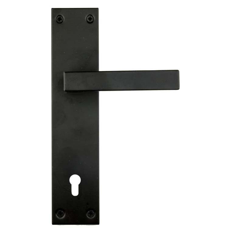 Poignée de porte pro trani plaque noir cylindre         
