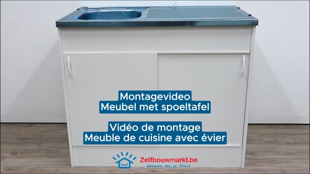 Meuble de cuisine avec évier & porte coulissante 100x60cm