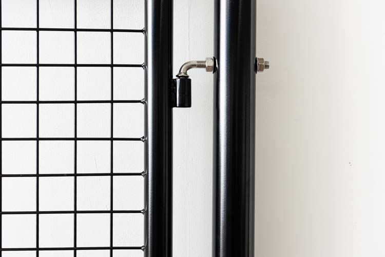 Portillon de jardin double complet noir 125x300cm - poteaux ronds, poteaux, serrure et poignée inclus