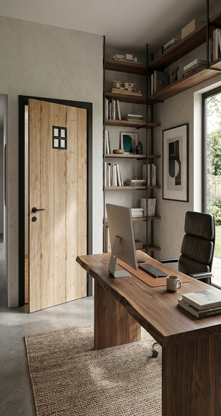 Porte intérieure complète Realwood Oak 4500 verre clair 201,5x68cm tubulaire réversible + châssis noir 20cm