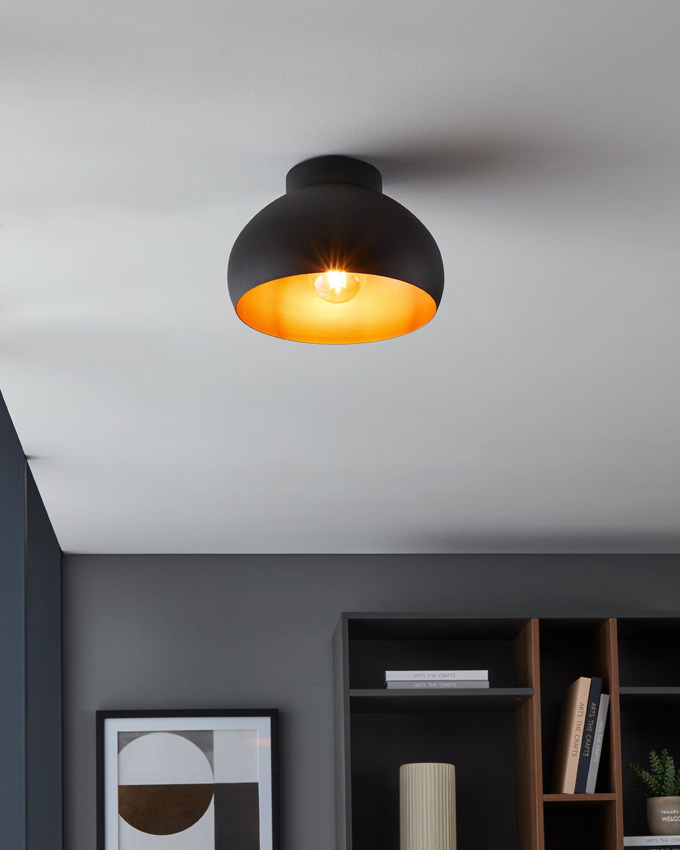 Plafonnier - noir/cuivre - Ø28cm - dimmable - E27 - 1x40W