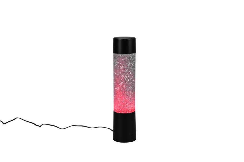 Tafellamp water/glitters - zwart - Ø7,5x34cm - LED - 1x0,9W - RGB