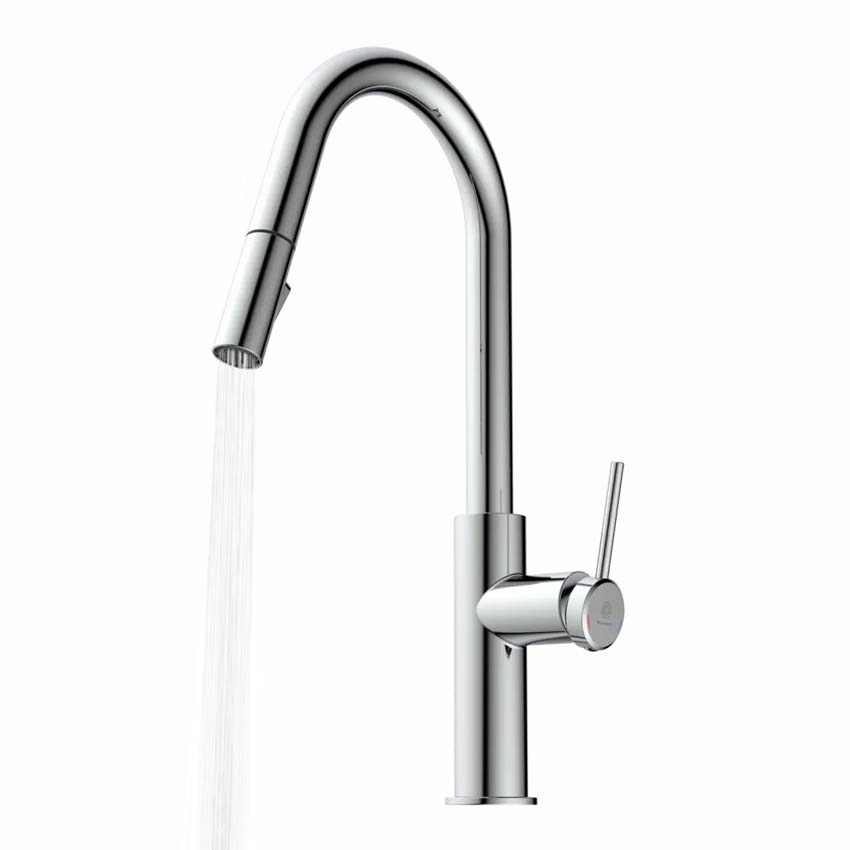 Keukenkraan Wasserwerk WK 13 Curve chroom met uittrekbare uitloop