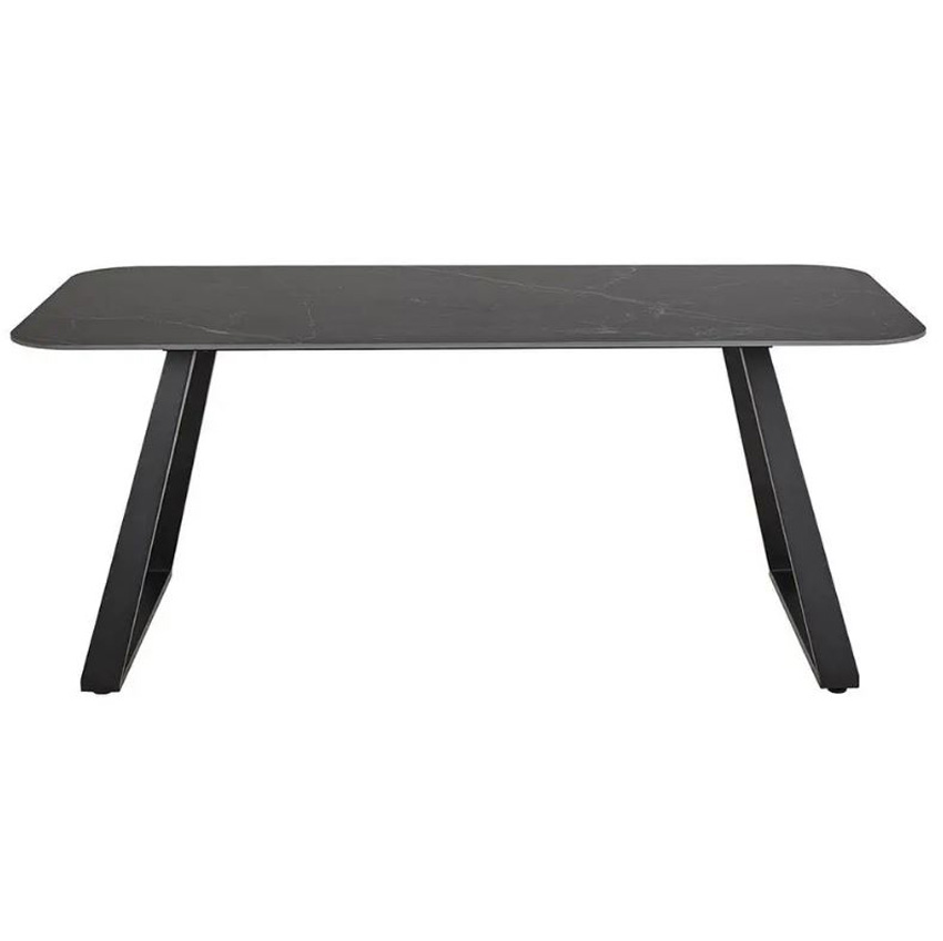 Eetkamertafel Etna keramiek zwart 90x180cm + rechte poten zwart