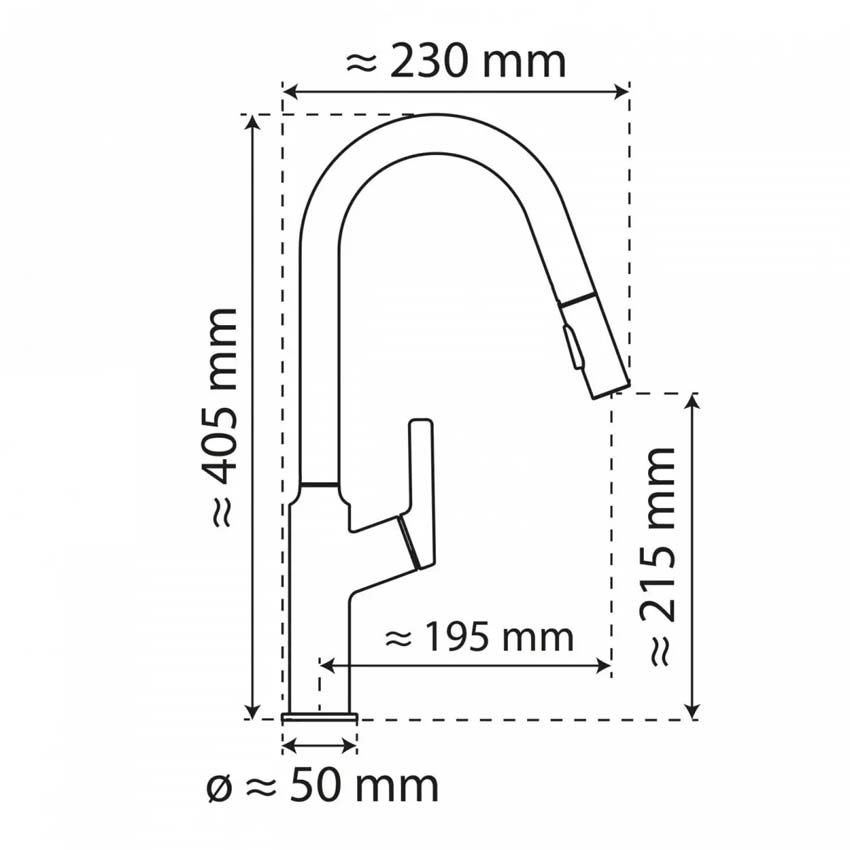 Keukenkraan Wasserwerk WK 12 mat goud met uittrekbare uitloop