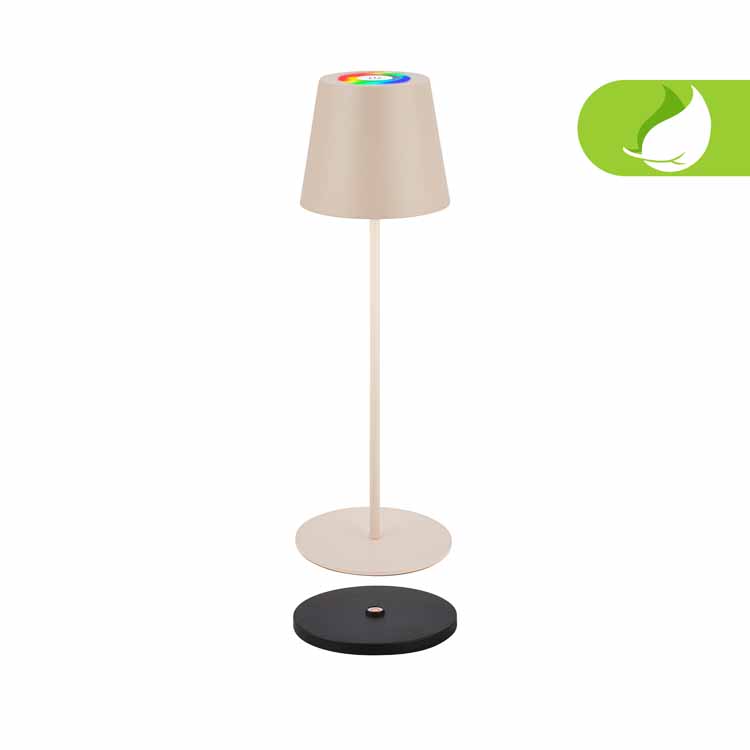Tafellamp Marilo - beige - 36cm - dimbaar - LED - 3W - RGB - IP44 - oplaadstation