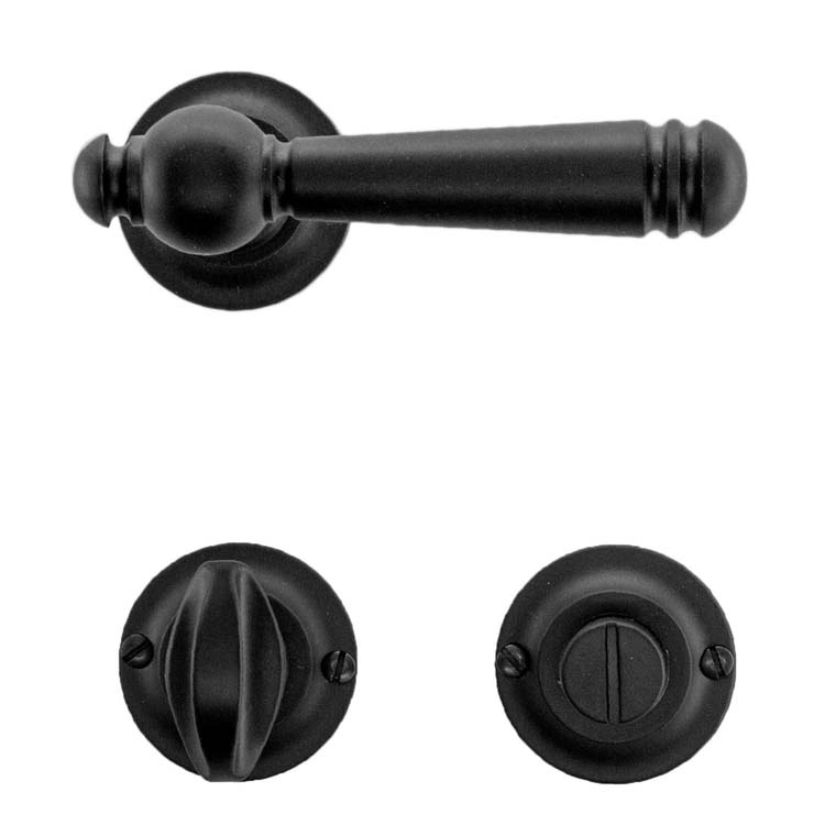 Poignée de porte pro calabria noir avec serrure toilette