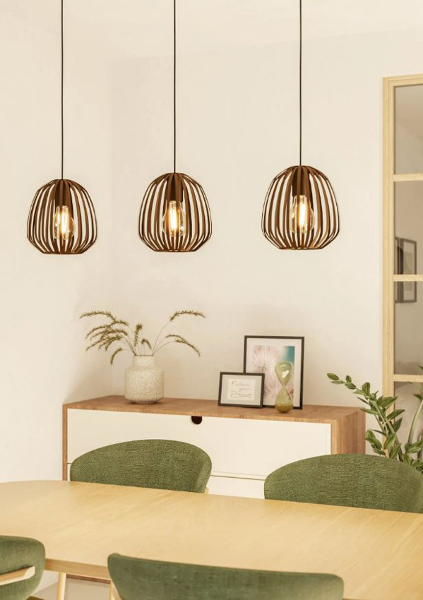 Hanglamp - Brons - 90x19,5x110cm - Dimbaar - E27 - 3x40W