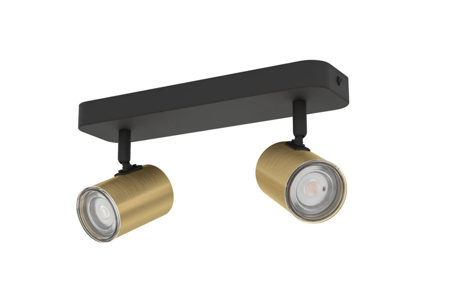 Spot en saillie - laiton brossé/noir - 28x8x13cm - 2xGU10 max. 5W - IP44 - ampoules non incluses