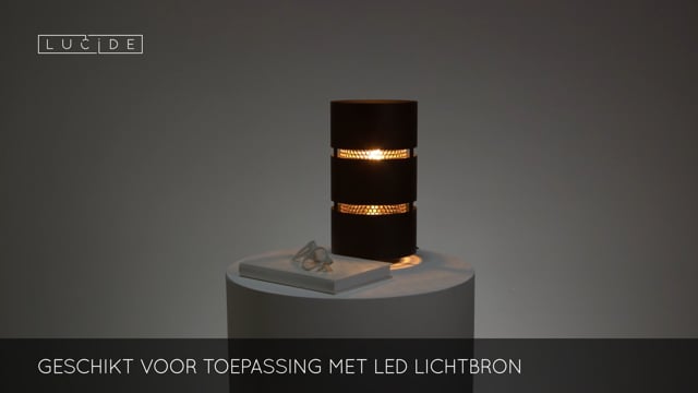 Lucide ROSAS - Lampe de table - Ø 16 cm - 1xE27 - Noir