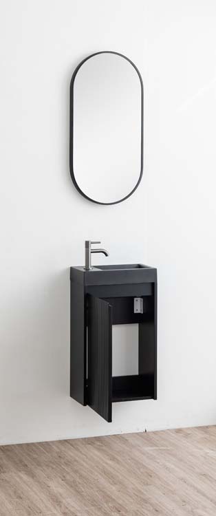 Meuble de toilette Windsor2 noir lavabo noir mat 60x40x22cm