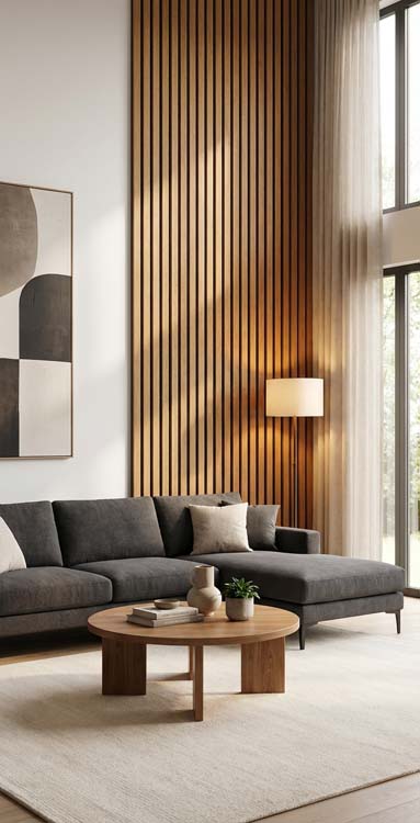 Wandpaneel Line Up accoustic 21x600x2400 mm zwart-naturel