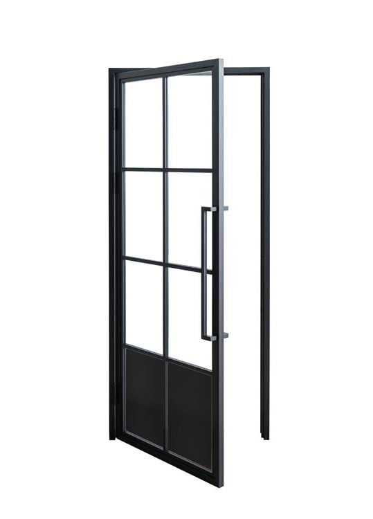 Enkele stalen binnendeur Tara 6W glas + paneel rechts op maat