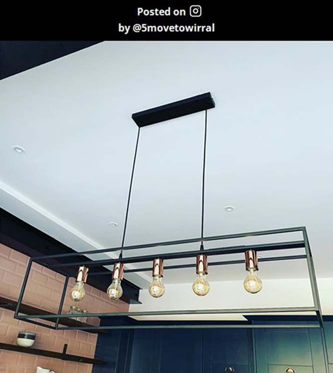 Suspension - noir - 5xE27 - rectangulaire