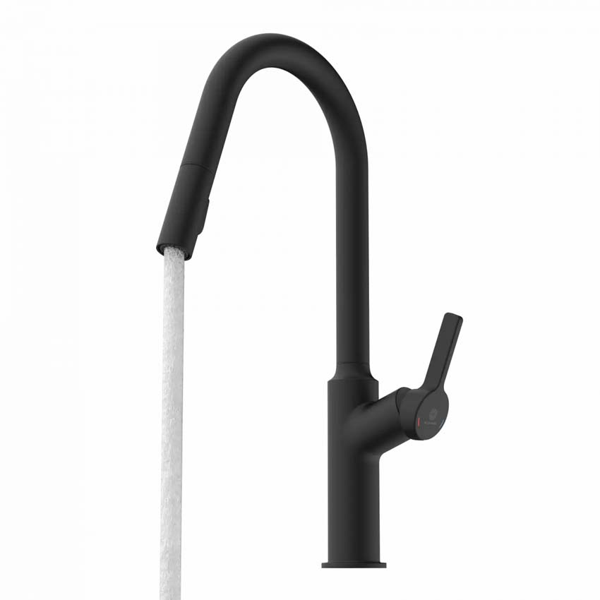 Robinet de cuisine Wasserwerk WK 12 noir mat avec bec extractible