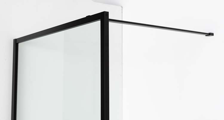 Douchewand Umi zwart profiel 100x200cm met stang