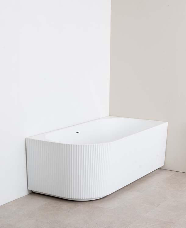 Hoekbad Chris mat wit geribbeld rechts 170x80cm