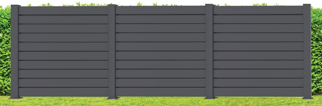 Clôture Havana aluminium anthracite 3 panneaux 180x636cm