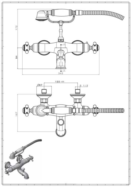 Badkraan Traditional De Luxe thermostatisch chroom