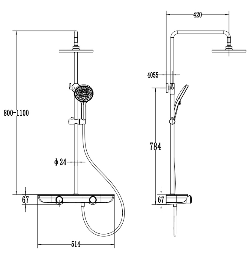 Colonne de douche Vida thermostatique chrome