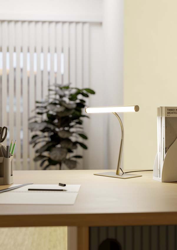 Lampe de table - Blanc/nickel - H45cm - Dimmable - LED - 1x5W - 2700-6500K