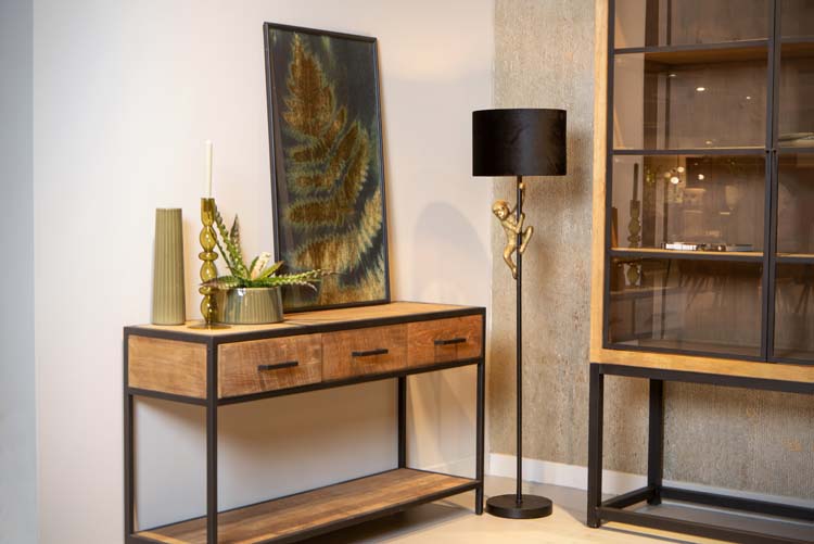 Staande lamp aap - zwart/goud - H150cm - E27 - 60W