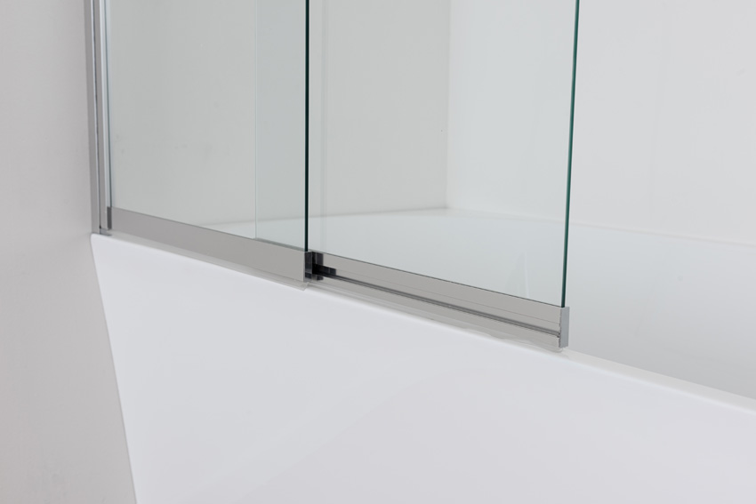 Badwand Unna glas/chroom uitschuifbaar 100x145cm