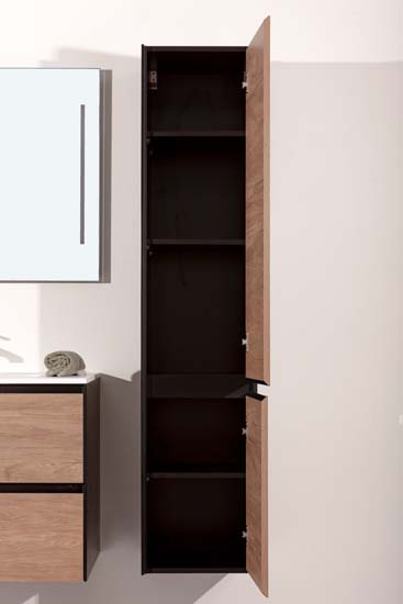 Badkamermeubel Molly houtlook hangend met enkele wastafel mat wit 90cm