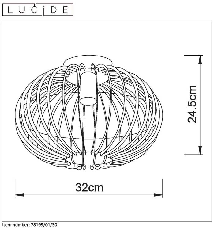 Lucide REDA - Plafonnière - Ø 32 cm - E27 - Zwart