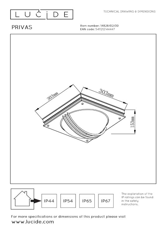 Lucide PRIVAS - Wandlamp Buiten - 2xE27 - IP44 - Zwart
