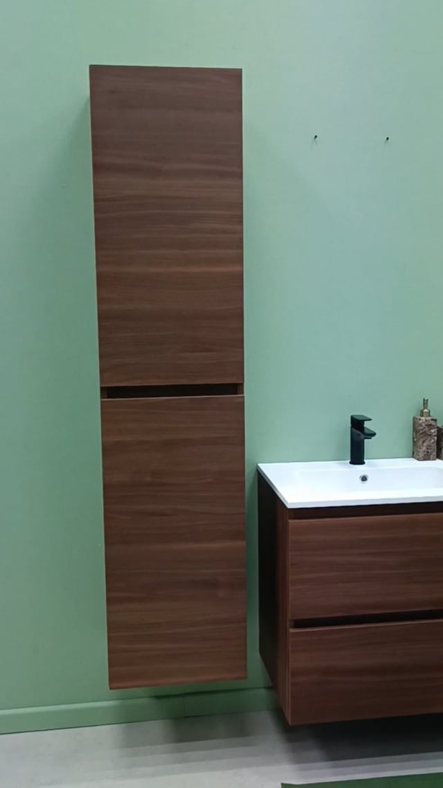 Armoire colonne noyer flottante 400 x 320 x 1850 mm