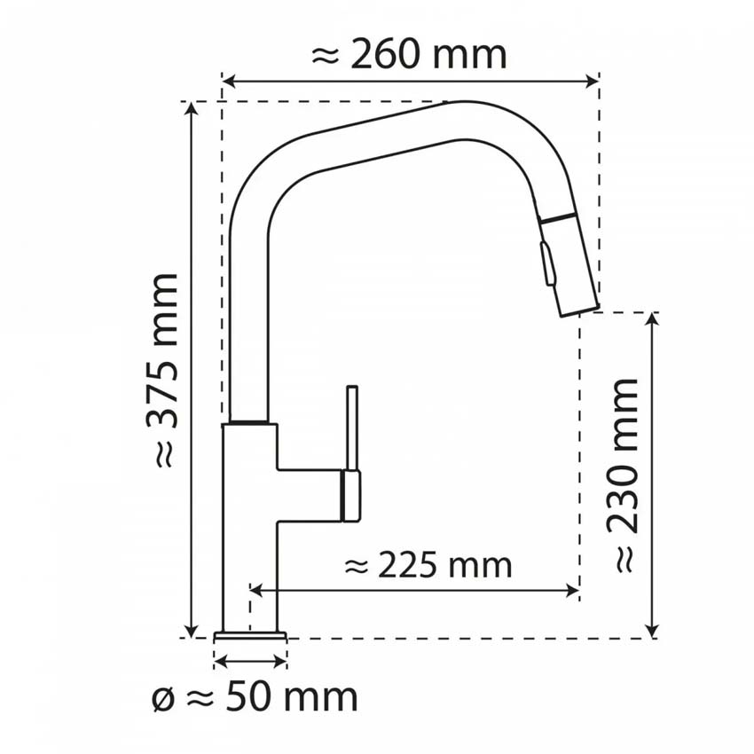Robinet de cuisine Wasserwerk WK 13 Edge chrome avec bec extractible