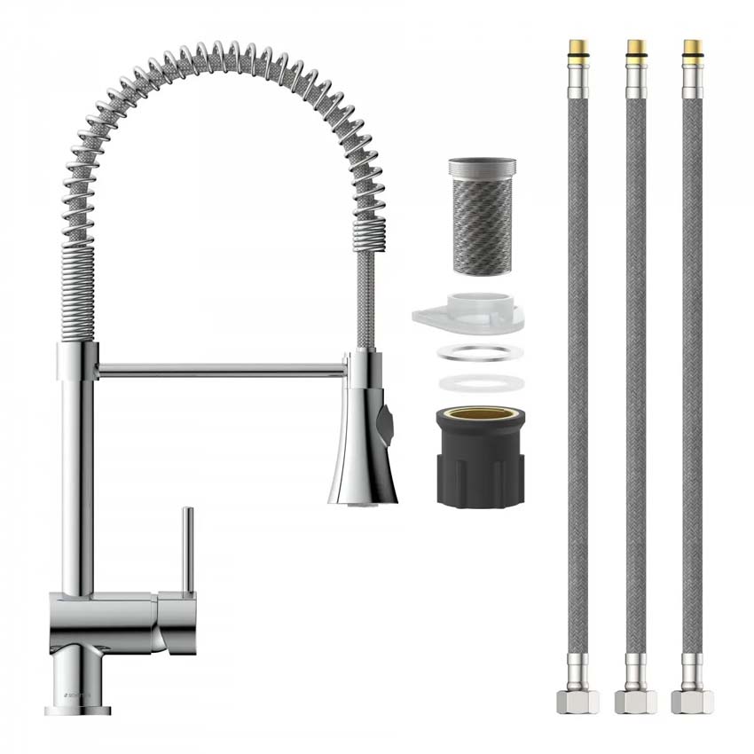 Keukenkraan Charlotte chroom met spiraalveer